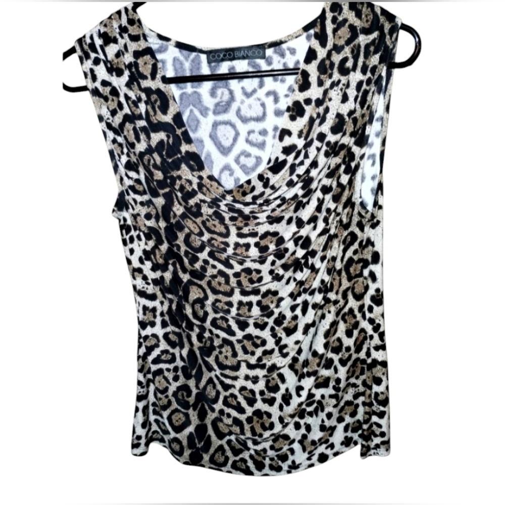 Coco Bianco leopard sleeveless top, like new